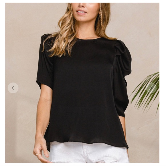 Trendy Half Puff Sleeve Chiffon Top - Picture 2 of 7